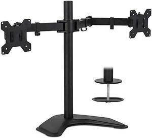 Mount-It! Dual Monitor Stand | 2 Monitor Mount Fits 19 20 21.5 24 27 29 32 Inch Computer Screens | Free Standing and Grommet Bases | Two Heavy Duty Tilt Swivel Height Adjustable Arms | VESA Compatible