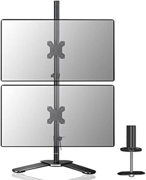 Suptek Dual LED LCD Monitor Stand up Free-Standing Desk Mount for 2 / Two Screens up to 27 inch Extra Tall 31.5 inch Pole Heavy Duty Fully Adjustable Stand Vertical Array (ML6802)
