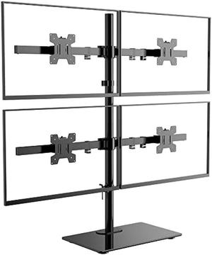 WALI Quad Monitor Stand, Height Adjustable Free-Standing Monitor Desk Mount, fits 4 Computer Screens up to 27 Inch, Holds up to 22lbs per Screen (GMF004)