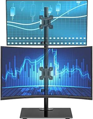 WALI Vertical Dual Monitor Stand, Stack Monitor Mount for 2 Screens Up to 27 Inch,Free-Standing Monitor Riser Desk Mount with Swivel, Tilt, Height Adjustable(GMF002S)