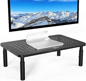 WALI Monitor Stand for Desk, Computer Monitor Stand for Laptop, Adjustable Laptop Stand Riser, Desk Monitor Stand Underneath Storage for Office, Home, School Supplies (STT003), 1 Pack, Black