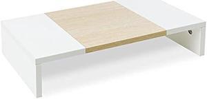 TEAMIX 20 inch Monitor Riser, Wood Monitor Stand for Desk, Sturdy TV/Screen/PC/Printer/Laptop Riser,Computer Shelf with Storage TV Holder for Home Office (White+Maple, 20 inch)