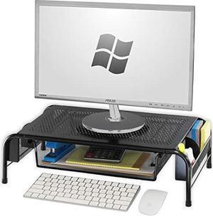 SimpleHouseware Metal Desk Monitor Stand Riser with Organizer Drawer