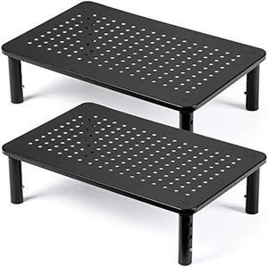 2 Pack Desktop Riser, 3 Height Adjustable Monitor Stands for 2 Monitors, PC, Computer, Printer, iMac, Desktop Monitor Stand with Ventilated Platform for Airflow by DOLALIKE