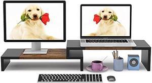 WESTREE Dual Monitor Stand - Riser 2 Shelf Computer with Adjustable Length and Angle, Stands for Monitors, Desktop Organizer PC, Computer, Laptop