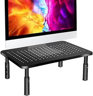 FOBELEC Monitor Stand, Desktop Stand, Laptop Stand, Display Stand, PC Stand, Metal Construction 3 Height Adjustable, Monitor Riser with Ventilated Platform, 1 Pack, Black