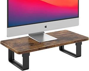 Monitor Stand Riser with 50 LB Capacity, Stable Wood Computer Monitor Stand for Desk Organizers, Anti-slip Computer Riser Monitor Shelf for PC Laptop Notebook Printer Computer iMac, Rustic Brown