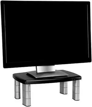 3M Adjustable Monitor Stand, Three Leg Segments Simply Adjust Height From 1 to 5 7/8, Sturdy Platform Holds Up to 80 lbs, 11-inch Space Between Columns for Storage, Silver/Black (MS80B)