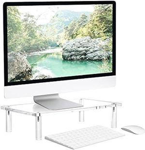 AQUIVER Acrylic Monitor Stand - 10mm Thickness Clear Platform - 14.5''(L) x 9''(W) x 3.4''(H) Ergonomic Desktop Riser - for Laptop, Pc, Notebook, Printer, Computer, Flat Screen LCD TV