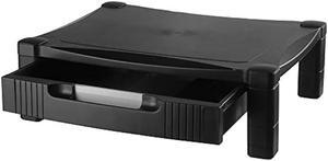 Kantek Height-Adjustable Computer Monitor Stand Organizer, Removable Organizing Drawer, Cable Management, 17 x 13.25 x 4.1 To 6.5 High, Black