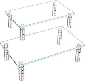 Hemudu 2 Pack Monitor Stand -3 Adjustable Height Monitor Riser, Computer Monitor Stand, Desktop Organizer, Monitor Stand Riser for PC, Computer, Laptop Clear