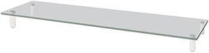 Kantek Desktop Glass Dual Computer Monitor Stand Riser, 8mm Tempered Glass Platform, Holds 2 Monitors Up to 60 Lbs, Keyboard Storage, 39.4 X 10.2 X 3.25, Clear