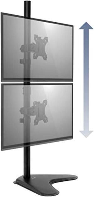 Mount-It! Vertical Dual Monitor Stand | 2 Screen Stacked Monitor Stand | Two 24 27 29 30 32 Inch Stacking Displays | Tilt Swivel Height Adjustable | VESA 75 100 Compatible