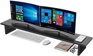 EUREKA ERGONOMIC Dual Monitor Stand - Adjustable Legs, Dual Monitor Riser, Carbon Fiber Computer Monitor Stand, Desktop Organizer, Monitor Stand Riser for PC, Computer, Laptop (Black)