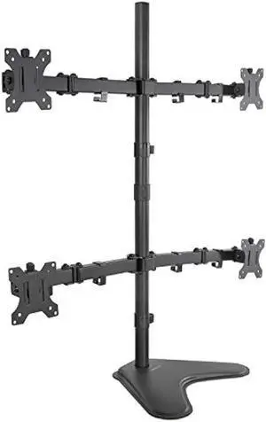 Mount-It! Quad Monitor Stand | Height Adjustable Free Standing 4 Screen Mount | Fits Monitors up to 32 Inches | Black, Steel | MI-2784