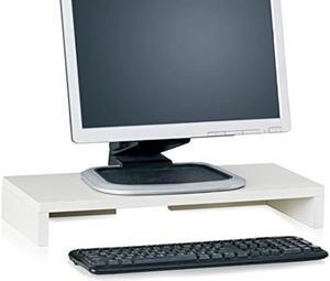 Way Basics TV PC Desktop Modern Computer Monitor Stand Screen Riser (Tool-Free Assembly and Uniquely Crafted from Sustainable Non Toxic zBoard Paperboard), White