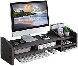KUAIYU Computer Monitor Riser,Monitor Stand,2 Tier Wooden Computer Monitor Stands with Two Layer Storage Rack,Black Desktop Monitor Stand for PC/Laptop,Home & Office Desktop Organizer