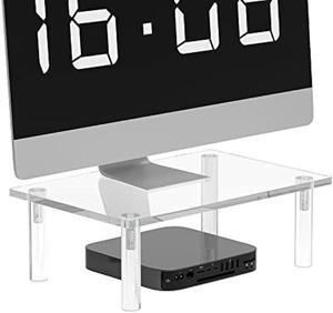 PANO-MOUNTS Acrylic Computer Countertop Organizer for Bathroom Bedroom Kitchen Office 11.8inch Clear Desktop Makeup Vanity Tray Perfume Spice Rack Shelf Organizer Stand Riser Decor