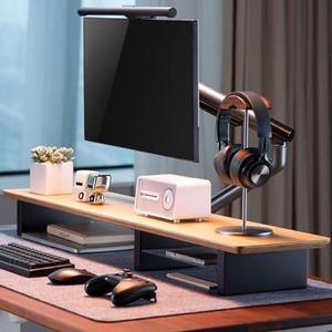 XL Oak Wood Monitor Stand for Desk (44 Inch) Large Monitor Stands for 2 Monitors, Desk Shelf for Top of Desk