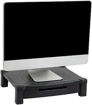 Mind Reader Monitor Stand Riser with Drawer Storage for Computer, Laptop, Desk, iMac, Dell, HP, Printer, Black