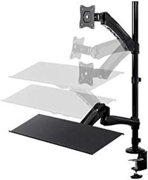 Monoprice Articulating Gas Spring Sit Stand Monitor and Keyboard Riser Desk Mount - Black, 26 Inch Table Top Workstation | Easy to Use, Compatible with Most Desks