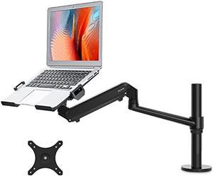 Viozon Monitor/Laptop Mount, Single Gas Spring Arm Desk Stand/Holder for 17-32 Computer Monitor, Extra Laptop Tray Fits 12-17 Laptops/Notebook(1S-Prob)