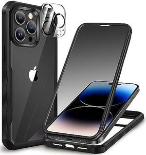 CENHUFO iPhone 14 Pro Max Case, with Built-in Anti Peep Tempered Glass Privacy Screen Protector and Camera Lens Protector Full Body Shockproof Cover Privacy Phone Case for iPhone 14 Pro Max -Black