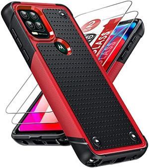 LeYi for Motorola G Stylus 5G Case 2021 Moto G Stylus 5G Phone Case with Screen Protectors 2 Pack Heavy Duty Dual Layer Hard PC Textured Back  Soft Bumper Case for Motorola G Stylus 2021 Red