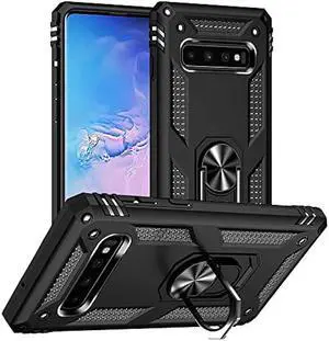 Aozuoton for Samsung Galaxy S10 Case, Galaxy S10 Case, [Military Grade 16ft. Drop Tested] Ring Shockproof Protective Phone Case for Samsung Galaxy S10,Black