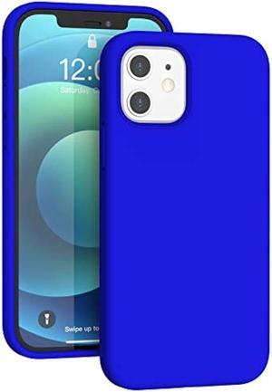 K TOMOTO Liquid Silicone Case Compatible with iPhone 12/12 Pro 6.1 Inch, Gel Rubber Full Body Protection Cover with Microfiber Lining, Shockproof Protective Phone Case, Klein Blue