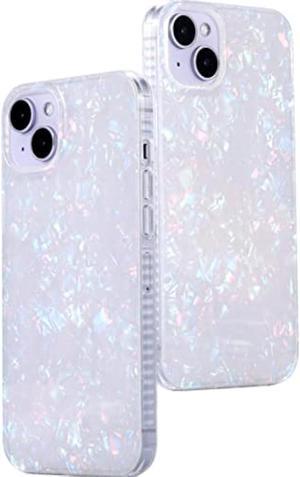 LONLI Hue - (for iPhone 14) - White Pearl Tort Cute Phone Case (for Women, Girls and Men - Unique and Aesthetic