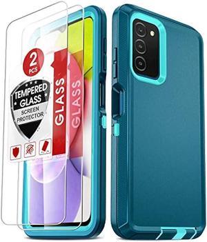 LeYi for Samsung Galaxy A03S Case Samsung AO3S Phone Case with 2 Pack Tempered Glass Screen Protectors 3 in 1 Full Body Shockproof Rubber Dustproof Rugged Defender Case for Galaxy A03S Teal Blue