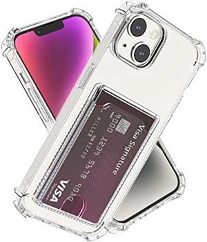 Wuwedo for iPhone 14, iPhone 13 Clear Card Case, Protective Shockproof TPU Slim Wallet Phone Case with Card Holder