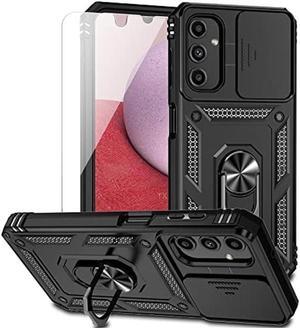 for Samsung Galaxy A14 5G Case with Slide Camera Cover HD Screen Protector [Military Grade 16ft. Drop Tested] Magnetic Ring Holder Kickstand Protective Phone Case for Samsung Galaxy A14 5G, Black