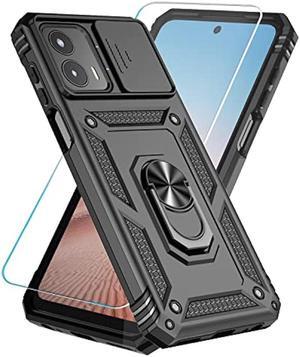 SunStory for Motorola Moto G 5G 2023 Case with HD Screen Protector & Slide Camera Cover & Kickstand, [Military-Grade] Phone Case for Moto G 5G 2023 (Black)