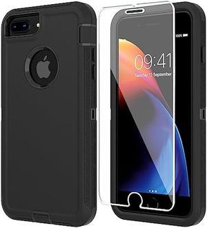 ONOLA Compitable with iPhone 8 Plus CaseiPhone 7 Plus Case  Tempered Glass Screen Protector Heavy Duty Protection Phone Case for iPhone 8 Plus  7 Plus Black iPhone 87 Plus