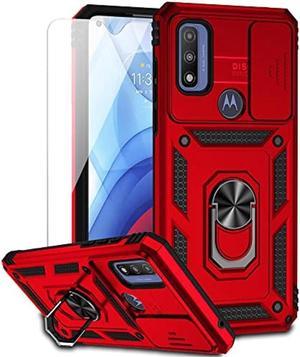 for Motorola Moto G Play 2023  Moto G PureMoto G Power 2022 Case wSlide Camera Cover HD Screen Protector Military Grade Drop Tested Magnetic Ring Holder Kickstand Protective Phone Case Red