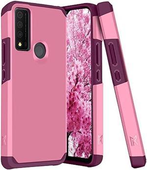 TJS Compatible with TCL 30 XE 5G Case Inch Dual Layer Hybrid Shockproof Drop Protection Impact Cover Phone Case Pink