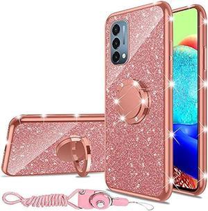 nancheng for Oneplus Nord N200 5G Case 649inch Phone Case for Nord N200 5G Cute Soft Silicone Pink Cover for Girls Women with Ring Kickstand Shockproof Protection Case  Rose Gold