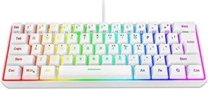 Snpurdiri 60% Wired Gaming Keyboard, 61 Keys RGB Backlit Wrist Rest Ultra-Compact Mini Waterproof Keyboard for PC Computer Gamer (White)