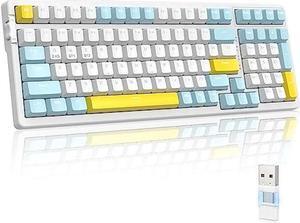 MAGIC-REFINER RK96 Wireless Mechanical Keyboard, Dual Mode 2.4G/BT5.0 2-in-1 Receiver, 100 Keys Hot Swappable Red Switches Gaming Keyboard with Number Pad for PC Gamers/Mac/Windows/Smartphone