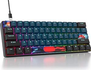 Ussixchare 60 Percent Mechanical Gaming Keyboard 60% RGB Keyboard with Red Switch Wired Compact Keyboard for Windows Mac PS4/5 Xbox Gamers(61 Monster)