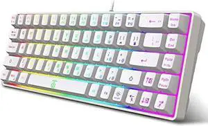 Snpurdiri 60% Percent Gaming Keyboard, Ergonomic Small Mini Gaming Keyboard, Compact RGB Backlit Keyboard for Windows, PC, Laptop, Gaming (68 Keys, White)