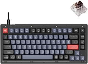Keychron V1 Wired Custom Mechanical Keyboard, 75% Layout QMK/VIA Programmable Macro with Hot-swappable Keychron K Pro Brown Switch Compatible with Mac Windows Linux (Frosted Black - Translucent)