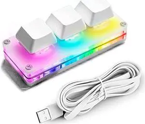 Ecarke USB Mini 3-Key OSU Keypad Hotswap One Handed Mechanical Gaming Keyboard Programming Macro Cherry Switch RGB Backlit Mini USB Keypad for Windows Mac macros or Rhythm Games