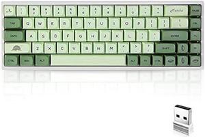 BOYI WK68 Hot Swappable RGB Mechanical Keyboard,Wireless Bluetooth 5.0/2.4G/Wired Type-C Tri-Mode PBT Sublimation Keycaps 65% Gaming Keyboard(Gateron Yellow Switch, Matcha XDA Keycaps)