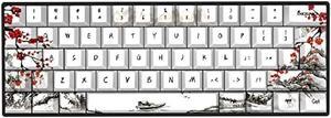 JSJT Custom Keycaps-Keycaps 60 Percent,Plum Blossom Keycaps PBT Dye-Sublimation Cherry Profile Keycaps 80 Keys for 61/64/67/68 ANSI/ISO Layout Cherry MX Swtich Gaming Mechanical Keyboards