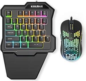 RGB One Handed Gaming Keyboard and Mouse Combo,USB Wired Mechanical Feeling Gaming Keypad with Wrist Rest Support, Gaming Mouse for Laptop PC Xbox PS4 Game Office