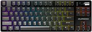 DURGOD TGK 300 Mechanical Gaming Keyboard for Windows Mac PC Laptop Tablet, 84 Keys Wired Keyboard with Red Linear Switch, RGB Backlit and Volume Wheel, Hot Swappable, Durable PBT Keycap
