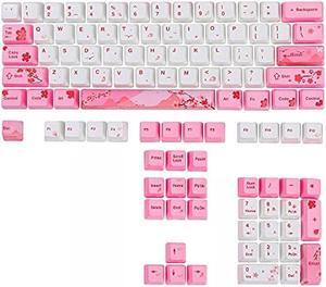 GTSP 104 Sakura Keycaps Cute Japanese Custom Gaming keycap Set of Dye-Sub OEM Profile for Cherry Mx Gateron Kailh Switch 87/104 60% Mechanical Keyboard (Sakura)